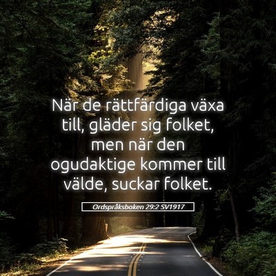 Picture 05 - Ordspråksboken 29:2 SV1917 - När de rättfärdiga växa till, gläder sig - Bible Verse Picture