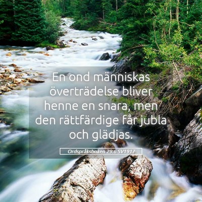 Picture 05 - Ordspråksboken 29:6 SV1917 - En ond människas överträdelse bliver henne en - Bible Verse Picture