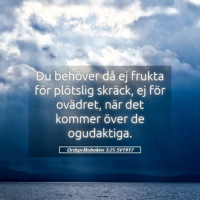 Picture 05 - Ordspråksboken 3:25 SV1917 - Du behöver då ej frukta för plötslig skräck, - Bible Verse Picture