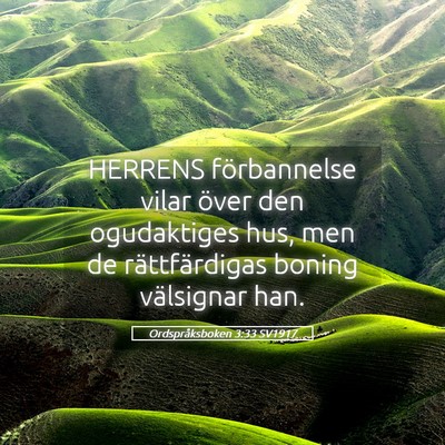 Picture 05 - Ordspråksboken 3:33 SV1917 - HERRENS förbannelse vilar över den ogudaktiges - Bible Verse Picture