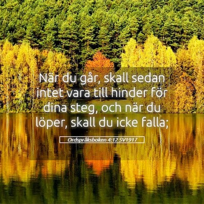 Picture 05 - Ordspråksboken 4:12 SV1917 - När du går, skall sedan intet vara till hinder - Bible Verse Picture