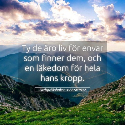 Picture 05 - Ordspråksboken 4:22 SV1917 - Ty de äro liv för envar som finner dem, och en - Bible Verse Picture