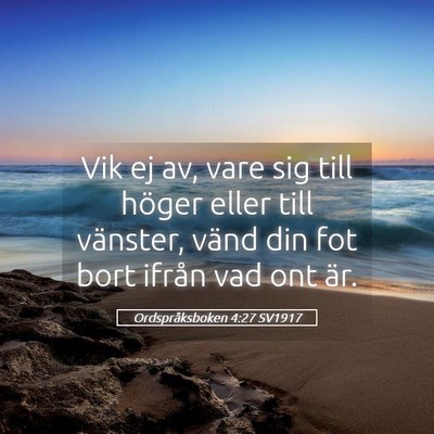 Picture 05 - Ordspråksboken 4:27 SV1917 - Vik ej av, vare sig till höger eller till - Bible Verse Picture