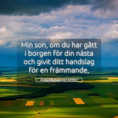 Picture 05 - Ordspråksboken 6:1 SV1917 - Min son, om du har gått i borgen för din nästa - Bible Verse Picture