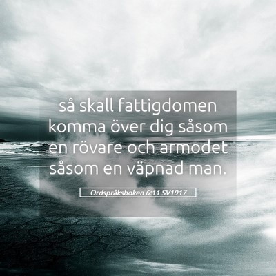 Picture 05 - Ordspråksboken 6:11 SV1917 - så skall fattigdomen komma över dig såsom en - Bible Verse Picture