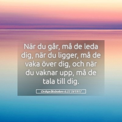 Picture 05 - Ordspråksboken 6:22 SV1917 - När du går, må de leda dig, när du ligger, - Bible Verse Picture