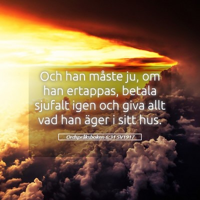 Picture 05 - Ordspråksboken 6:31 SV1917 - Och han måste ju, om han ertappas, betala - Bible Verse Picture