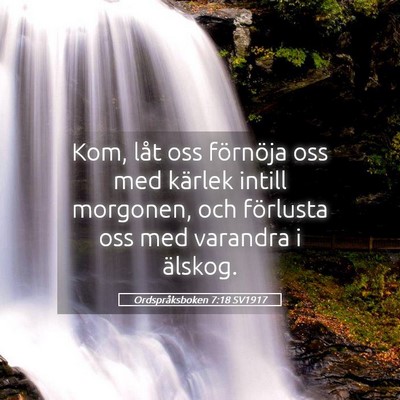 Picture 05 - Ordspråksboken 7:18 SV1917 - Kom, låt oss förnöja oss med kärlek intill - Bible Verse Picture