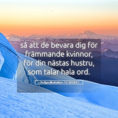 Picture 05 - Ordspråksboken 7:5 SV1917 - så att de bevara dig för främmande kvinnor, - Bible Verse Picture