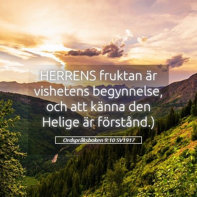 Picture 05 - Ordspråksboken 9:10 SV1917 - HERRENS fruktan är vishetens begynnelse, och att - Bible Verse Picture