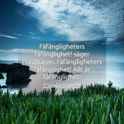 Picture 05 - Predikaren 1:2 SV1917 - Fåfängligheters fåfänglighet! säger - Bible Verse Picture