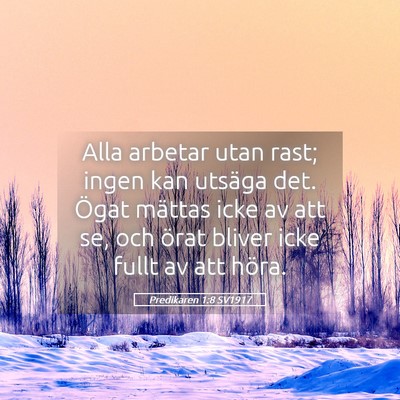 Picture 05 - Predikaren 1:8 SV1917 - Alla arbetar utan rast; ingen kan utsäga det. - Bible Verse Picture
