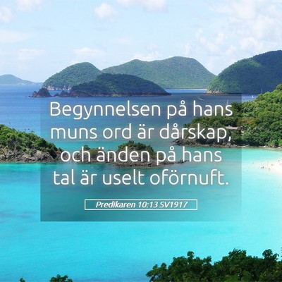 Picture 05 - Predikaren 10:13 SV1917 - Begynnelsen på hans muns ord är dårskap, och - Bible Verse Picture