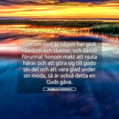 Picture 05 - Predikaren 5:18 SV1917 - Och om Gud åt någon har givit rikedom och - Bible Verse Picture