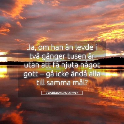 Picture 05 - Predikaren 6:6 SV1917 - Ja, om han än levde i två gånger tusen år - Bible Verse Picture