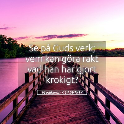 Picture 05 - Predikaren 7:14 SV1917 - Se på Guds verk; vem kan göra rakt vad han har - Bible Verse Picture