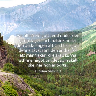Picture 05 - Predikaren 7:15 SV1917 - Var alltså vid gott mod under den goda dagen, - Bible Verse Picture