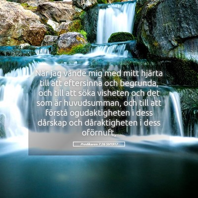 Picture 05 - Predikaren 7:26 SV1917 - När jag vände mig med mitt hjärta till att - Bible Verse Picture