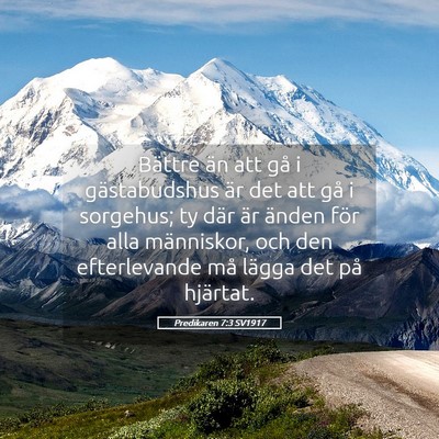 Picture 05 - Predikaren 7:3 SV1917 - Bättre än att gå i gästabudshus är det att - Bible Verse Picture