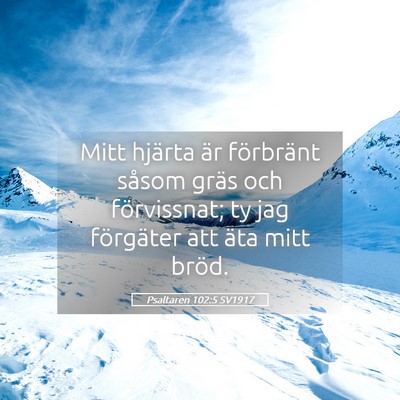 Picture 05 - Psaltaren 102:5 SV1917 - Mitt hjärta är förbränt såsom gräs och - Bible Verse Picture