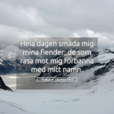 Picture 05 - Psaltaren 102:9 SV1917 - Hela dagen smäda mig mina fiender; de som rasa - Bible Verse Picture