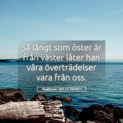 Picture 05 - Psaltaren 103:12 SV1917 - Så långt som öster är från väster låter - Bible Verse Picture