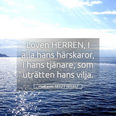 Picture 05 - Psaltaren 103:21 SV1917 - Loven HERREN, I alla hans härskaror, I hans - Bible Verse Picture