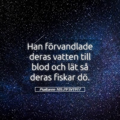 Picture 05 - Psaltaren 105:29 SV1917 - Han förvandlade deras vatten till blod och lät - Bible Verse Picture
