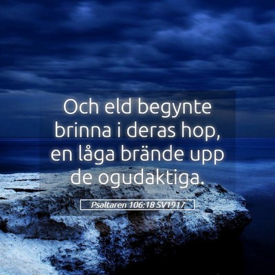 Picture 05 - Psaltaren 106:18 SV1917 - Och eld begynte brinna i deras hop, en låga - Bible Verse Picture
