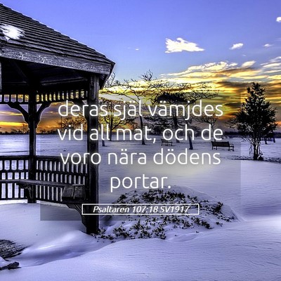 Picture 05 - Psaltaren 107:18 SV1917 - deras själ vämjdes vid all mat, och de voro - Bible Verse Picture