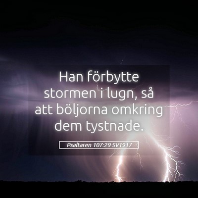 Picture 05 - Psaltaren 107:29 SV1917 - Han förbytte stormen i lugn, så att böljorna - Bible Verse Picture