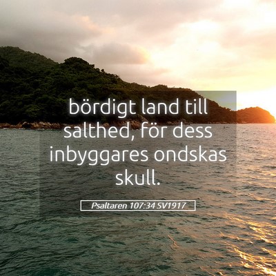 Picture 05 - Psaltaren 107:34 SV1917 - bördigt land till salthed, för dess inbyggares - Bible Verse Picture