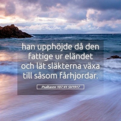 Picture 05 - Psaltaren 107:41 SV1917 - han upphöjde då den fattige ur eländet och - Bible Verse Picture