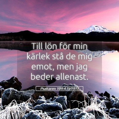 Picture 05 - Psaltaren 109:4 SV1917 - Till lön för min kärlek stå de mig emot, men - Bible Verse Picture