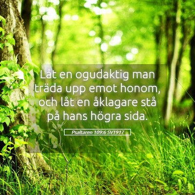 Picture 05 - Psaltaren 109:6 SV1917 - Låt en ogudaktig man träda upp emot honom, och - Bible Verse Picture