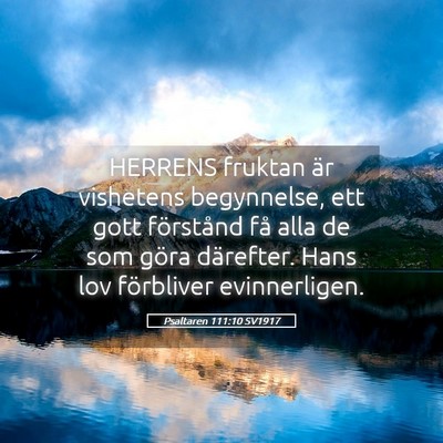 Picture 05 - Psaltaren 111:10 SV1917 - HERRENS fruktan är vishetens begynnelse, ett - Bible Verse Picture