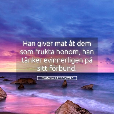 Picture 05 - Psaltaren 111:5 SV1917 - Han giver mat åt dem som frukta honom, han - Bible Verse Picture