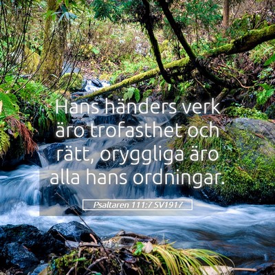 Picture 05 - Psaltaren 111:7 SV1917 - Hans händers verk äro trofasthet och rätt, - Bible Verse Picture