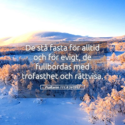 Picture 05 - Psaltaren 111:8 SV1917 - De stå fasta för alltid och för evigt, de - Bible Verse Picture