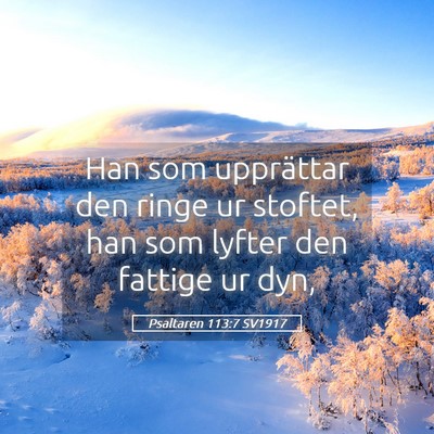 Picture 05 - Psaltaren 113:7 SV1917 - Han som upprättar den ringe ur stoftet, han som - Bible Verse Picture