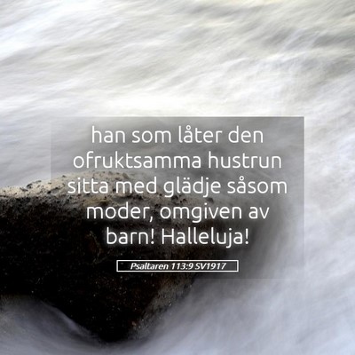 Picture 05 - Psaltaren 113:9 SV1917 - han som låter den ofruktsamma hustrun sitta med - Bible Verse Picture