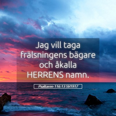 Picture 05 - Psaltaren 116:13 SV1917 - Jag vill taga frälsningens bägare och åkalla - Bible Verse Picture
