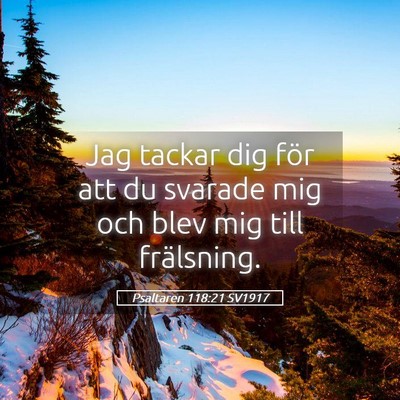 Picture 05 - Psaltaren 118:21 SV1917 - Jag tackar dig för att du svarade mig och blev - Bible Verse Picture