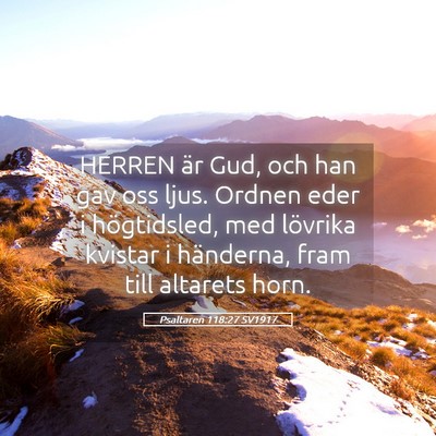 Picture 05 - Psaltaren 118:27 SV1917 - HERREN är Gud, och han gav oss ljus. Ordnen eder - Bible Verse Picture