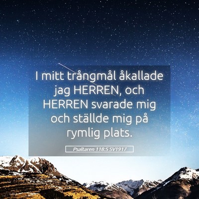 Picture 05 - Psaltaren 118:5 SV1917 - I mitt trångmål åkallade jag HERREN, och - Bible Verse Picture