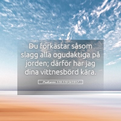 Picture 05 - Psaltaren 119:119 SV1917 - Du förkastar såsom slagg alla ogudaktiga på - Bible Verse Picture