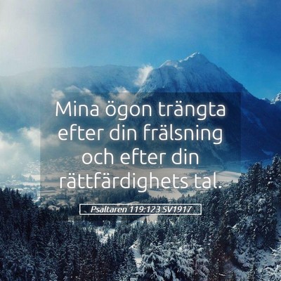 Picture 05 - Psaltaren 119:123 SV1917 - Mina ögon trängta efter din frälsning och - Bible Verse Picture