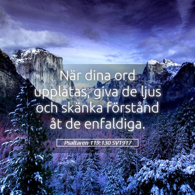 Picture 05 - Psaltaren 119:130 SV1917 - När dina ord upplåtas, giva de ljus och skänka - Bible Verse Picture