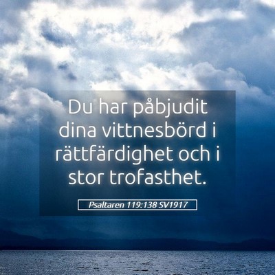 Picture 05 - Psaltaren 119:138 SV1917 - Du har påbjudit dina vittnesbörd i - Bible Verse Picture