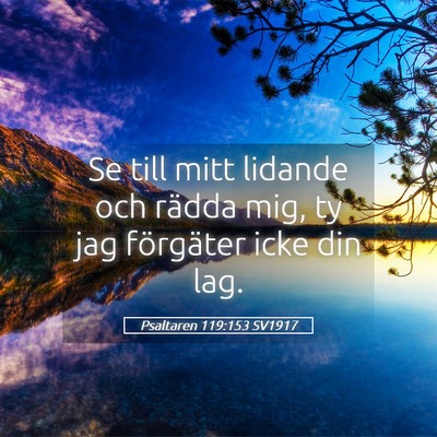 Picture 05 - Psaltaren 119:153 SV1917 - Se till mitt lidande och rädda mig, ty jag - Bible Verse Picture